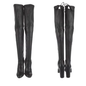 Stuart Weitzman Highland Black leather thigh high over the knee Boots 7 NEW
